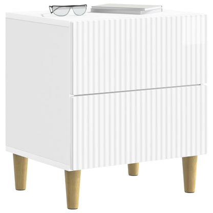 Noční Skříňka 2 Pcs Bílá S Vysokým Leskem 43 X 34,5 X 48 Cm