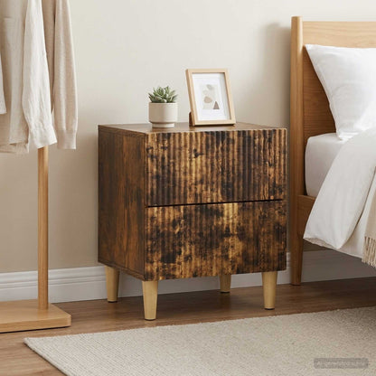 Noční Skříňka Se Zásuvkou 2 Pcs Kouřový Dub 43 X 34,5 X 48 Cm