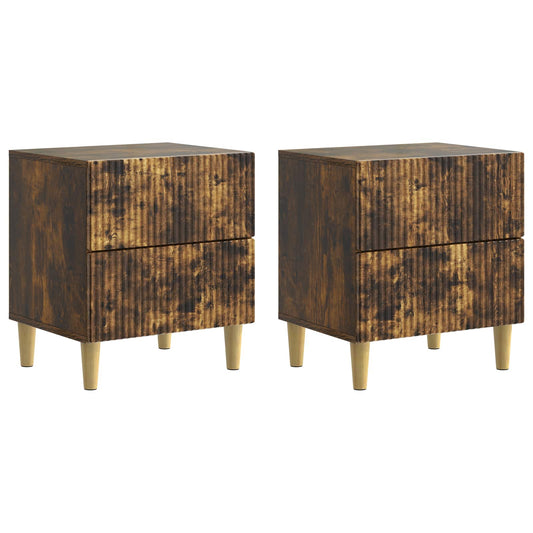 Noční Skříňka Se Zásuvkou 2 Pcs Kouřový Dub 43 X 34,5 X 48 Cm
