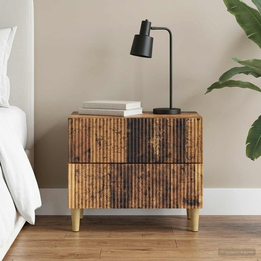 Noční Skříňka Staré Dřevo 62 X 34,5 X 48 Cm Kompozitní Dřevo