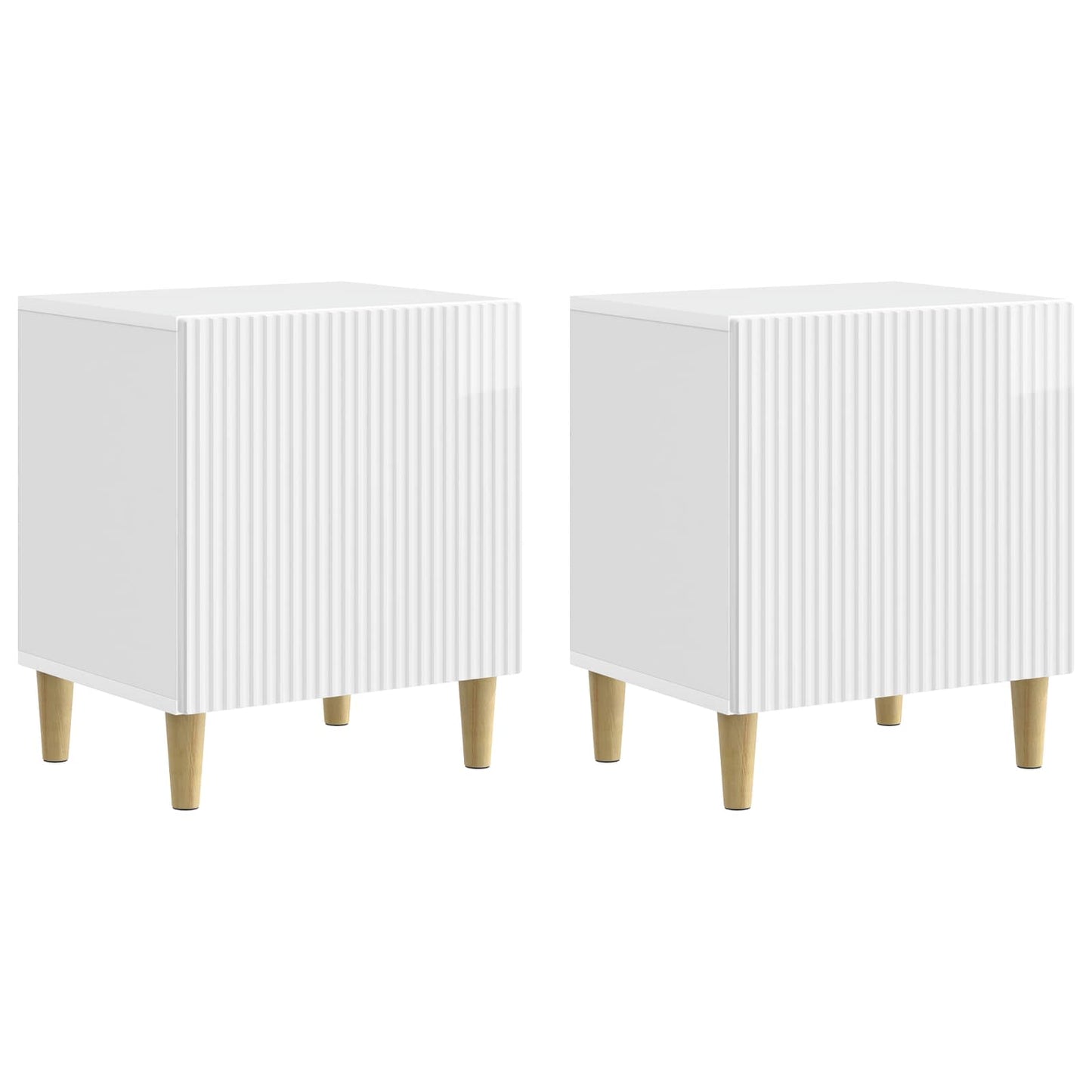 Noční Skříňka 2 Pcs Bílá S Vysokým Leskem 43 X 34,5 X 50 Cm