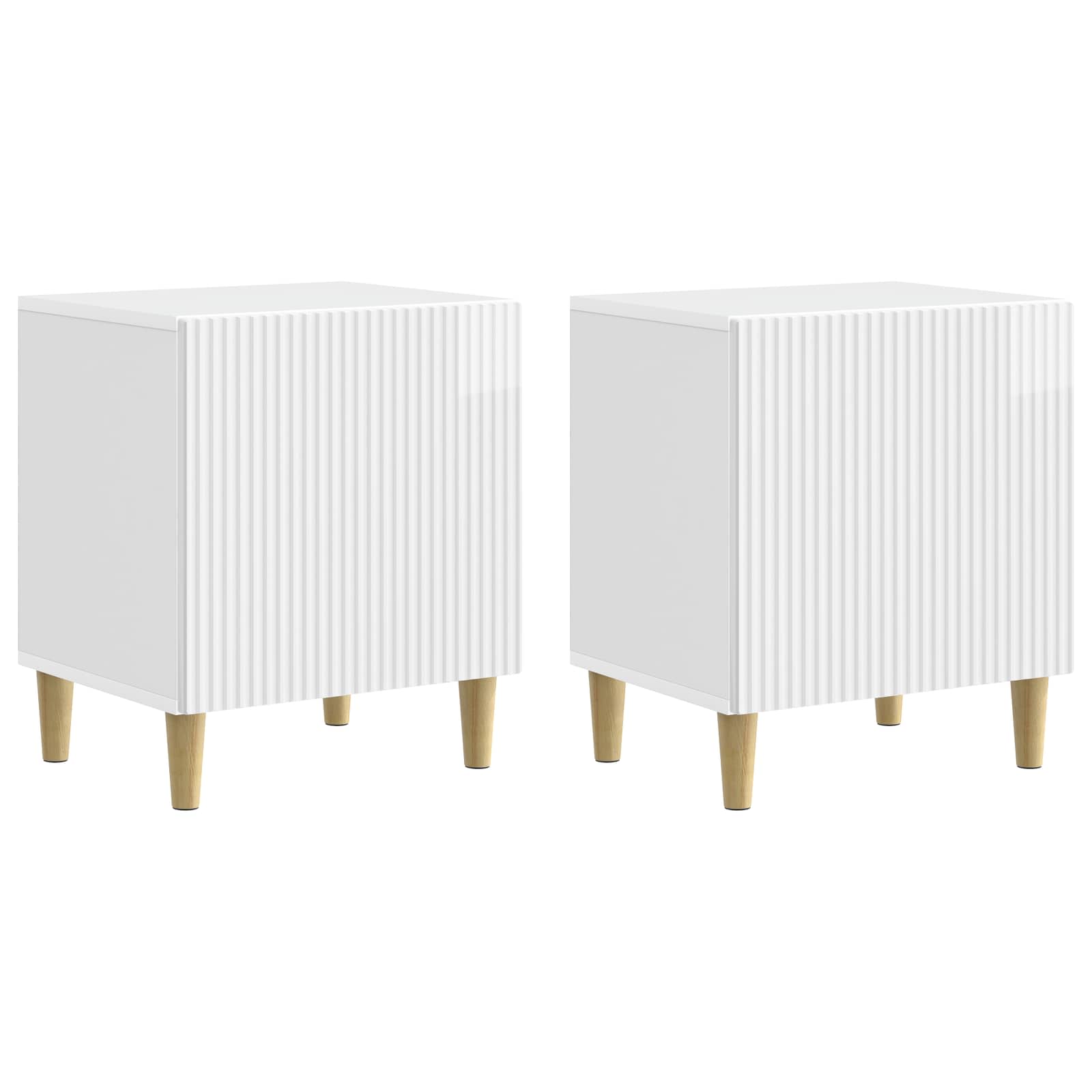 Noční Skříňka 2 Pcs Bílá S Vysokým Leskem 43 X 34,5 X 50 Cm