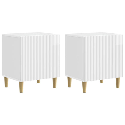 Noční Skříňka 2 Pcs Bílá S Vysokým Leskem 43 X 34,5 X 50 Cm