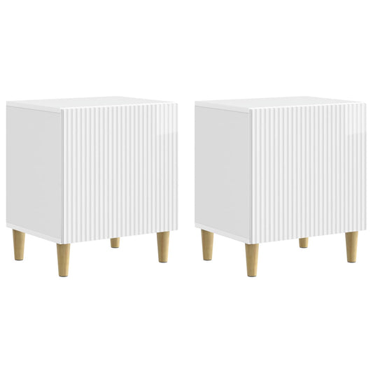 Noční Skříňka 2 Pcs Bílá S Vysokým Leskem 43 X 34,5 X 50 Cm