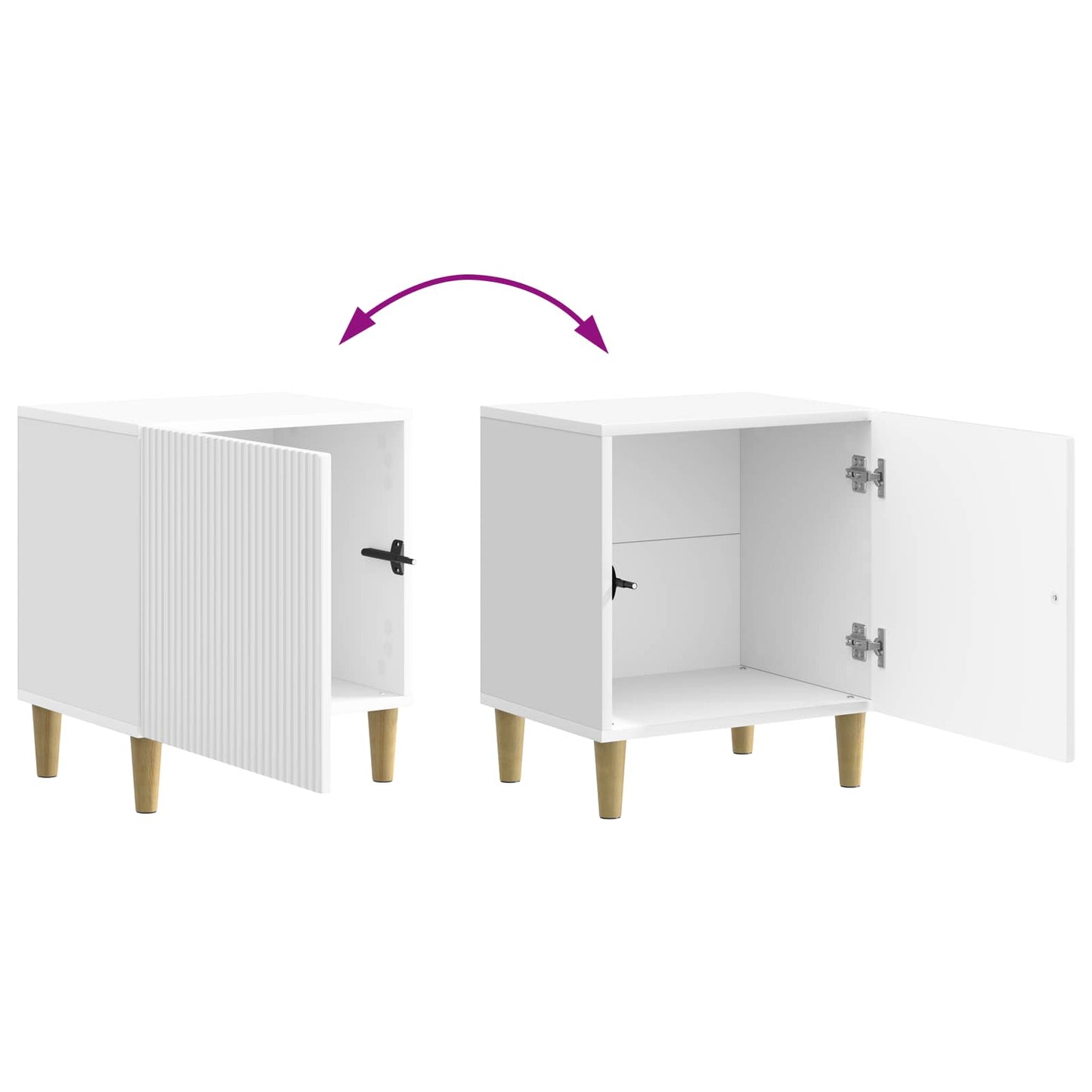 Noční Skříňka 2 Pcs Bílá S Vysokým Leskem 43 X 34,5 X 50 Cm