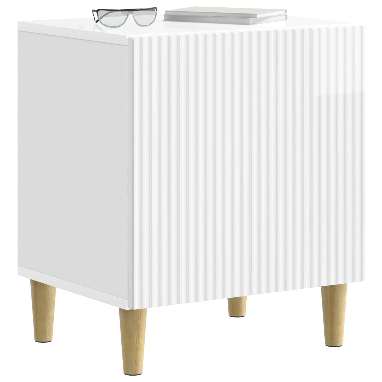 Noční Skříňka 2 Pcs Bílá S Vysokým Leskem 43 X 34,5 X 50 Cm