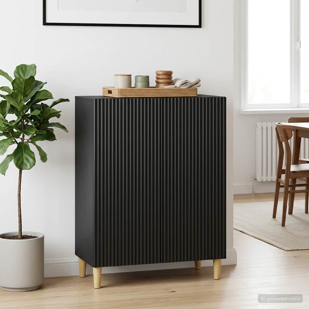 Servírovací Skříň Černá 66 X 34,5 X 90 Cm Kompozitní Dřevo