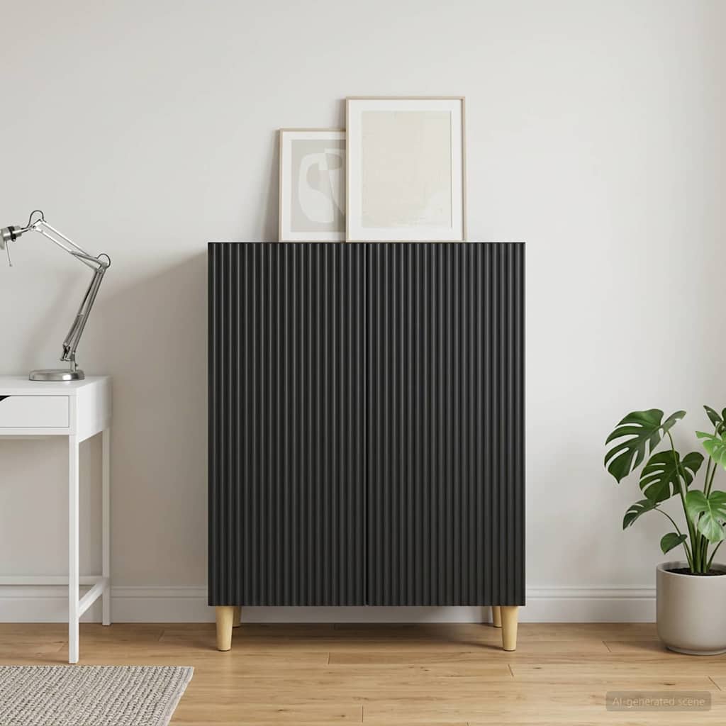 Servírovací Skříň Černá 66 X 34,5 X 90 Cm Kompozitní Dřevo