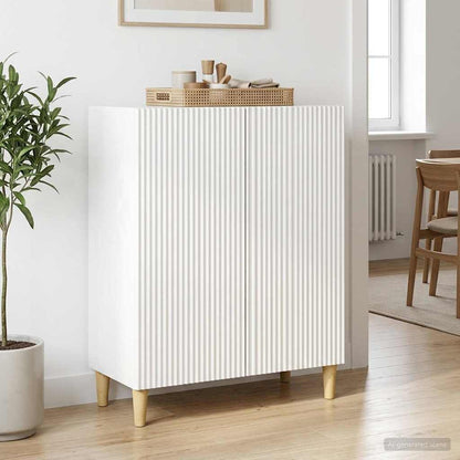 Servírovací Skříň Bílá S Vysokým Leskem 66 X 34,5 X 90 Cm