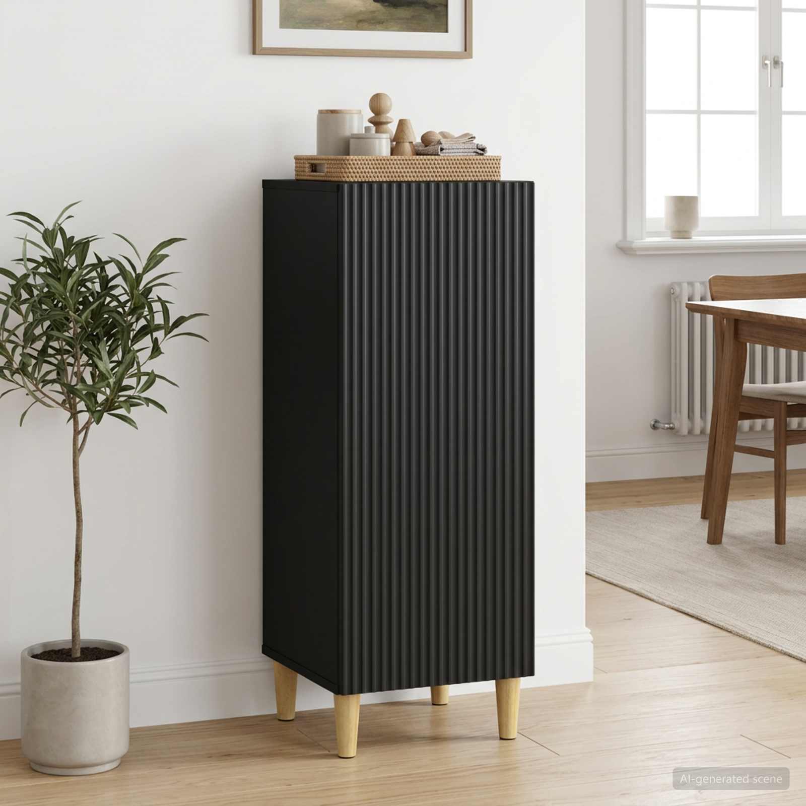 Servírovací Skříň Černá 33 X 34,5 X 90 Cm Kompozitní Dřevo