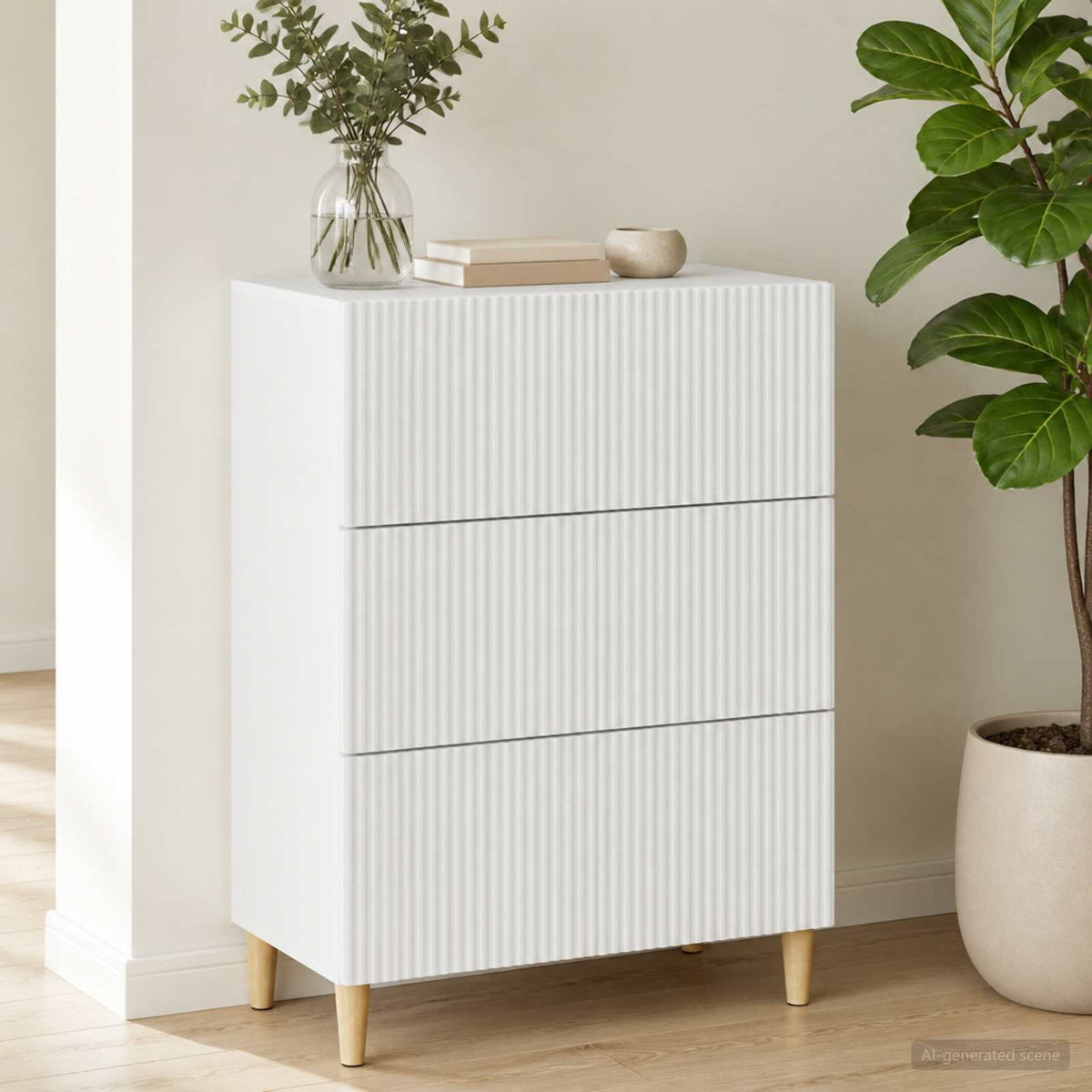 Skříň Se Zásuvkami Bílá 66 X 34,5 X 90 Cm Kompozitní Dřevo