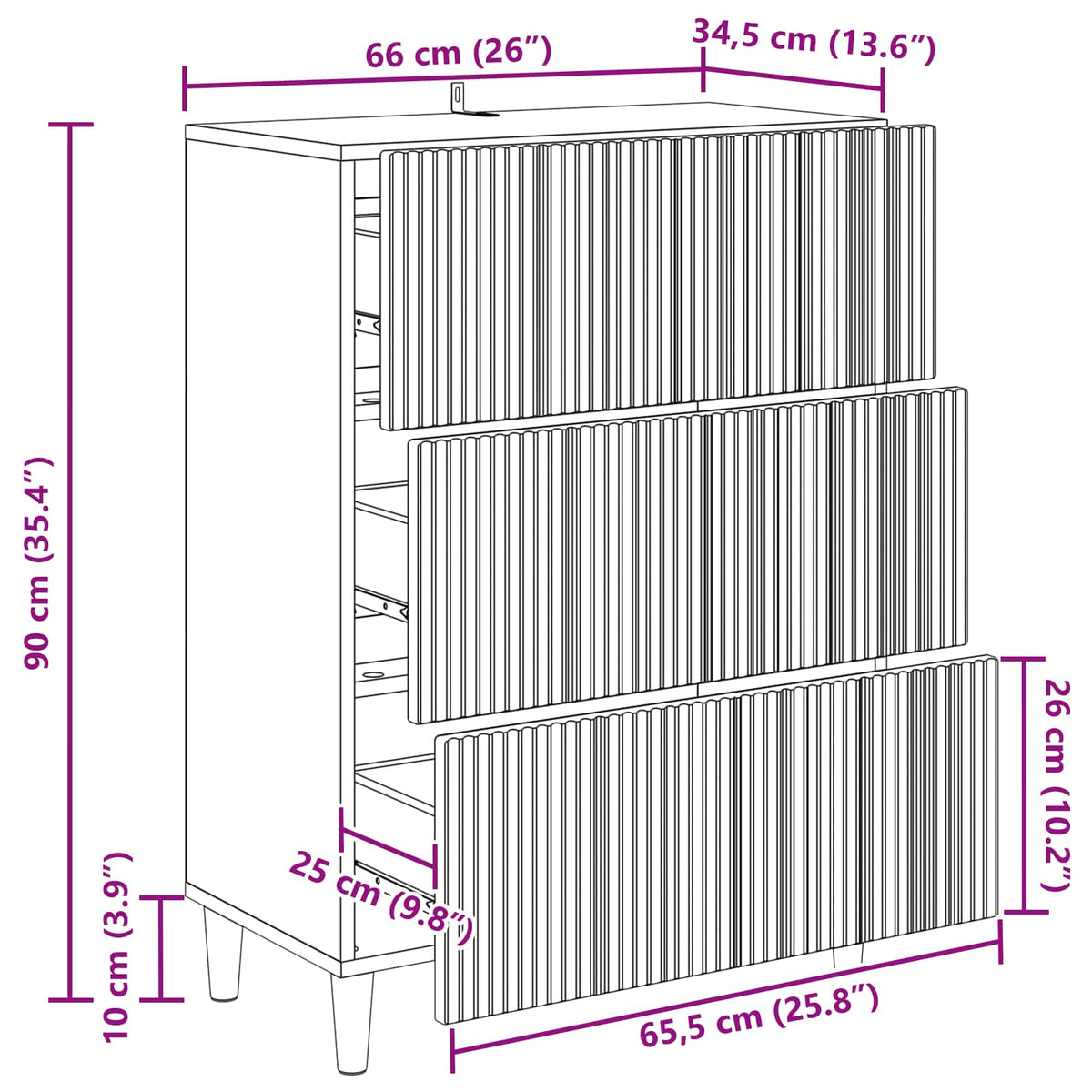 Skříň Se Zásuvkami Bílá 66 X 34,5 X 90 Cm Kompozitní Dřevo