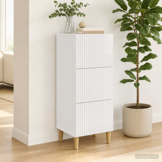 Skříň Se Zásuvkami Bílá S Vysokým Leskem 33 X 34,5 X 90 Cm