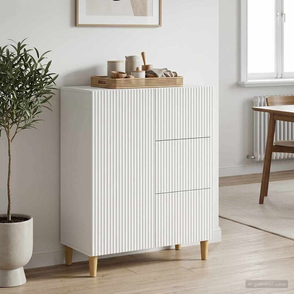 Servírovací Skříň Bílá 66 X 34,5 X 90 Cm Kompozitní Dřevo