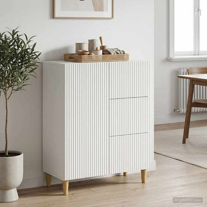 Servírovací Skříň Bílá 66 X 34,5 X 90 Cm Kompozitní Dřevo