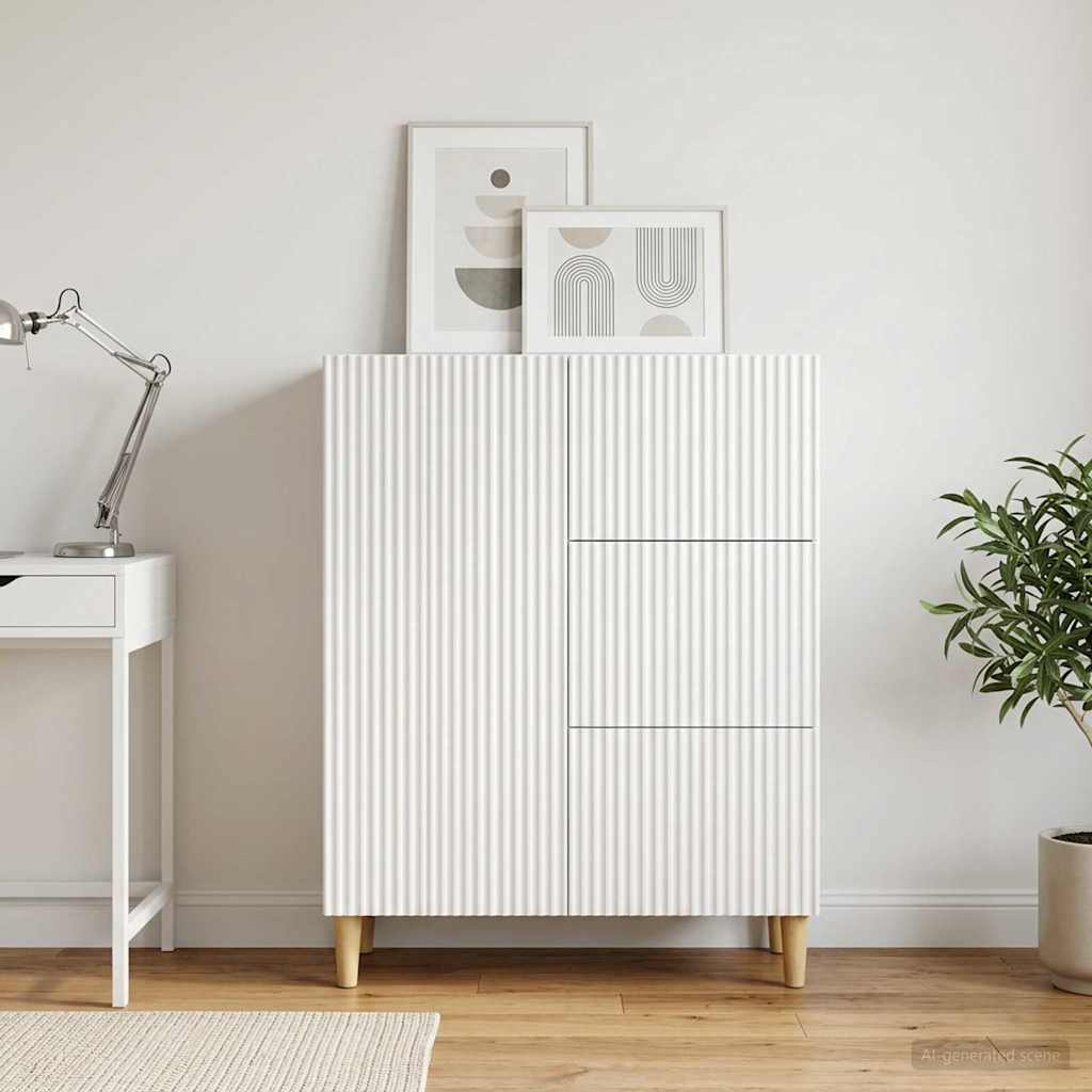 Servírovací Skříň Bílá 66 X 34,5 X 90 Cm Kompozitní Dřevo