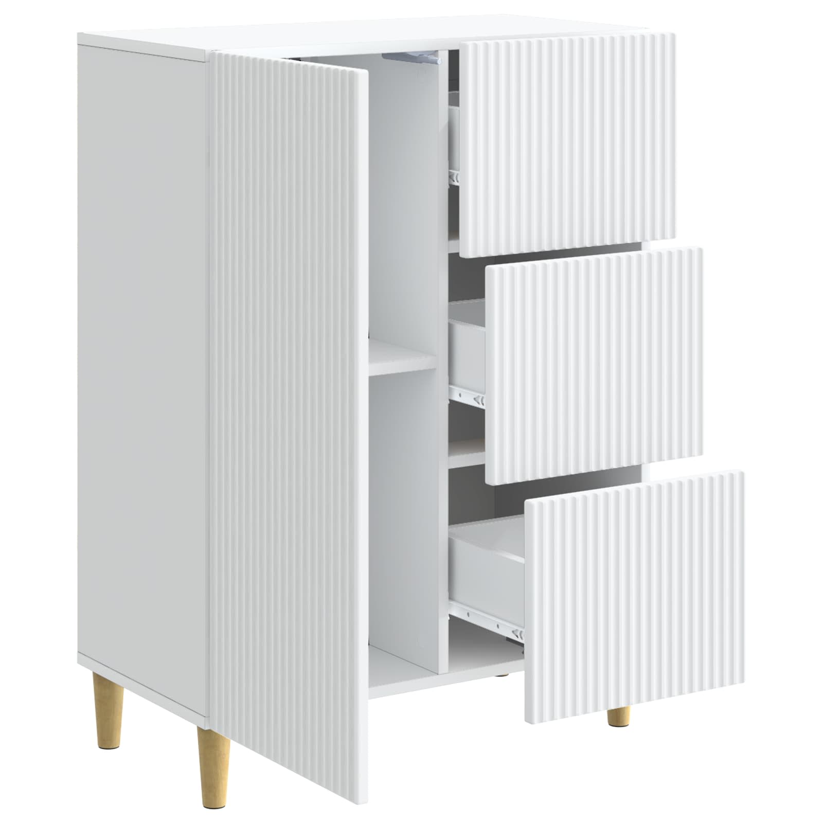 Servírovací Skříň Bílá 66 X 34,5 X 90 Cm Kompozitní Dřevo