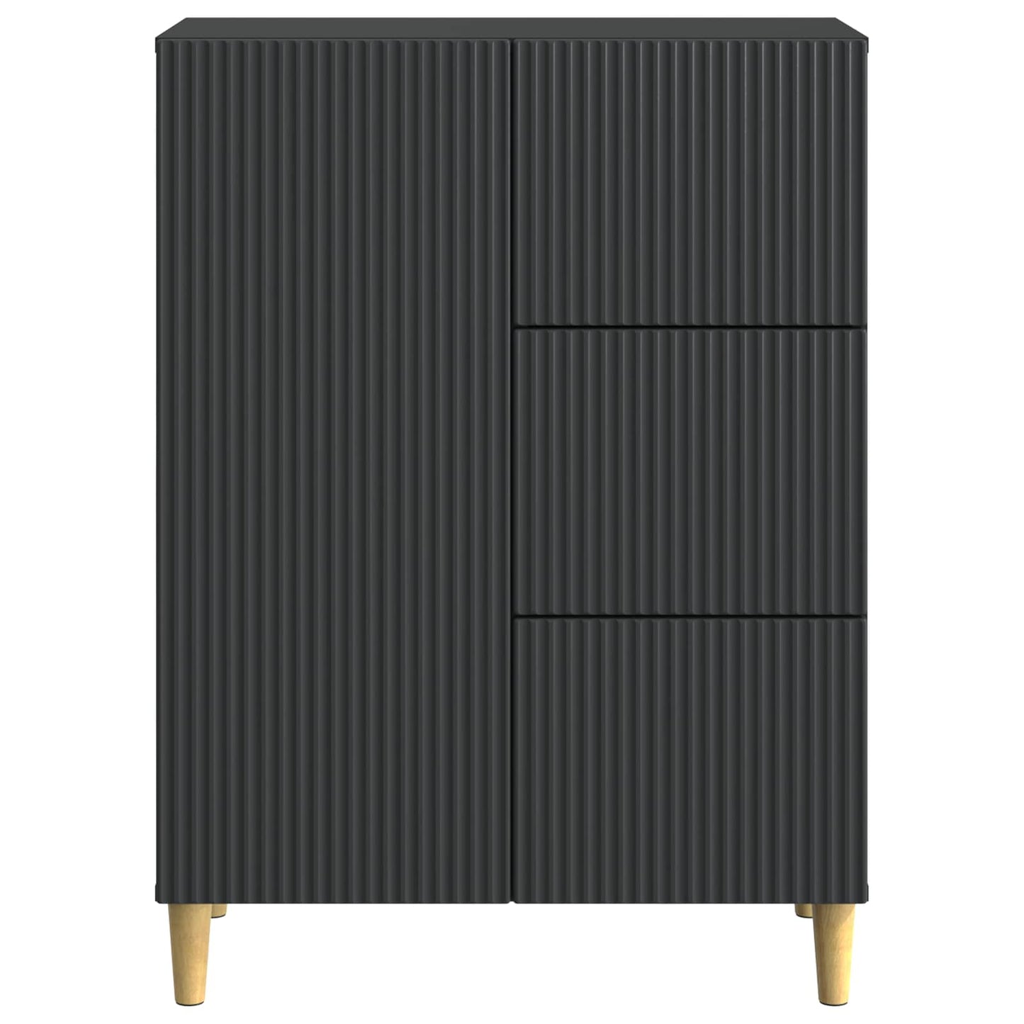 Servírovací Skříň Černá 66 X 34,5 X 90 Cm Kompozitní Dřevo