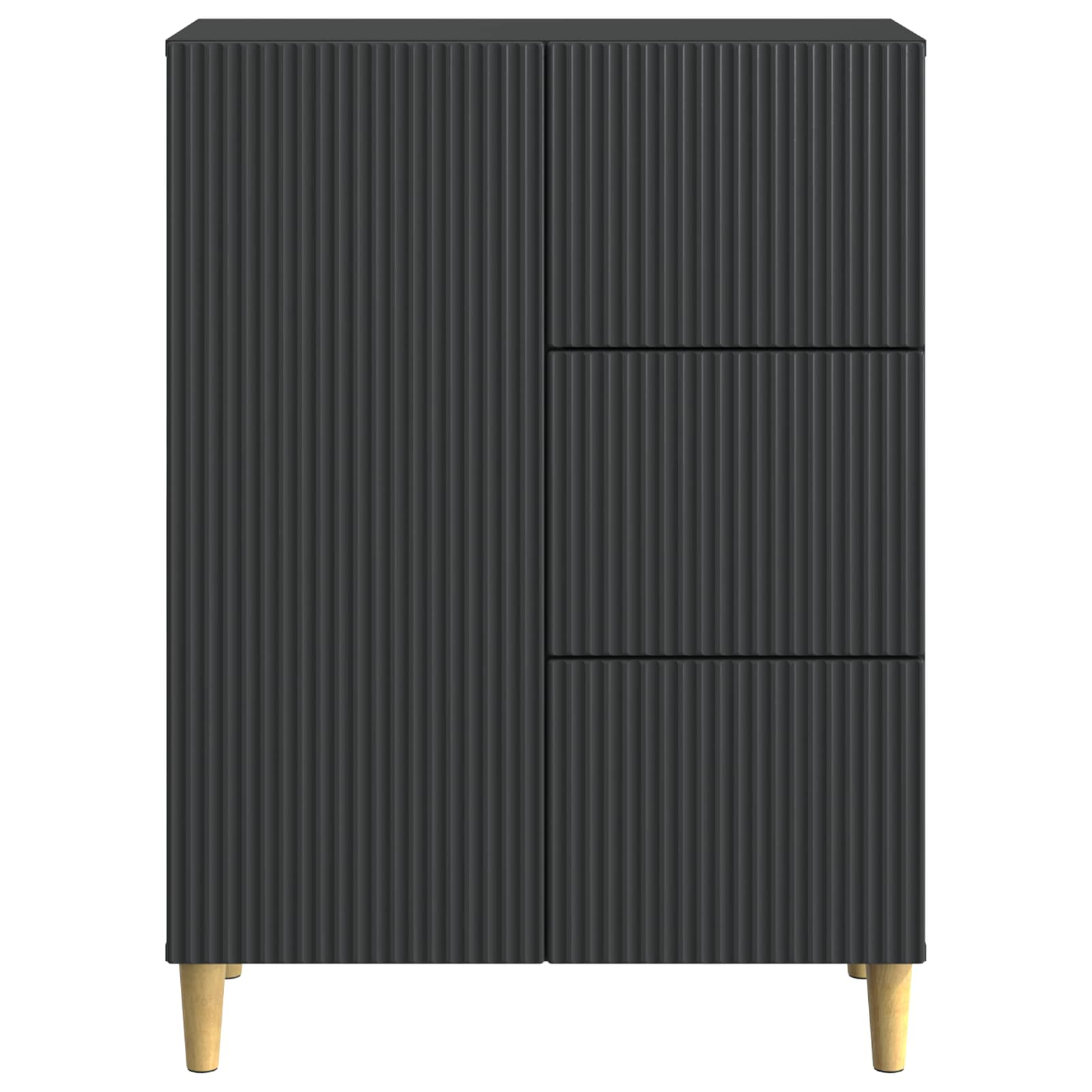 Servírovací Skříň Černá 66 X 34,5 X 90 Cm Kompozitní Dřevo