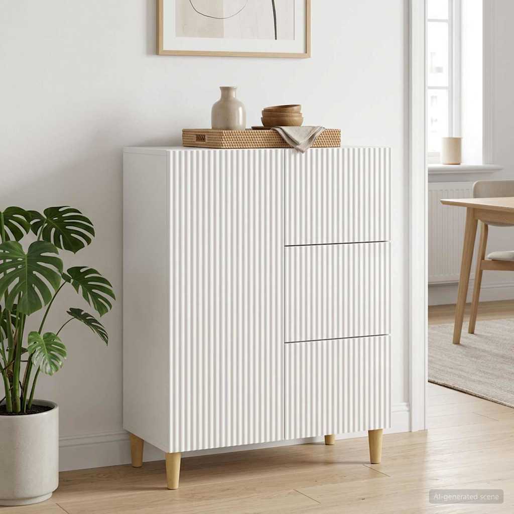 Servírovací Skříň Bílá S Vysokým Leskem 66 X 34,5 X 90 Cm