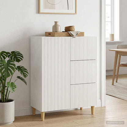 Servírovací Skříň Bílá S Vysokým Leskem 66 X 34,5 X 90 Cm