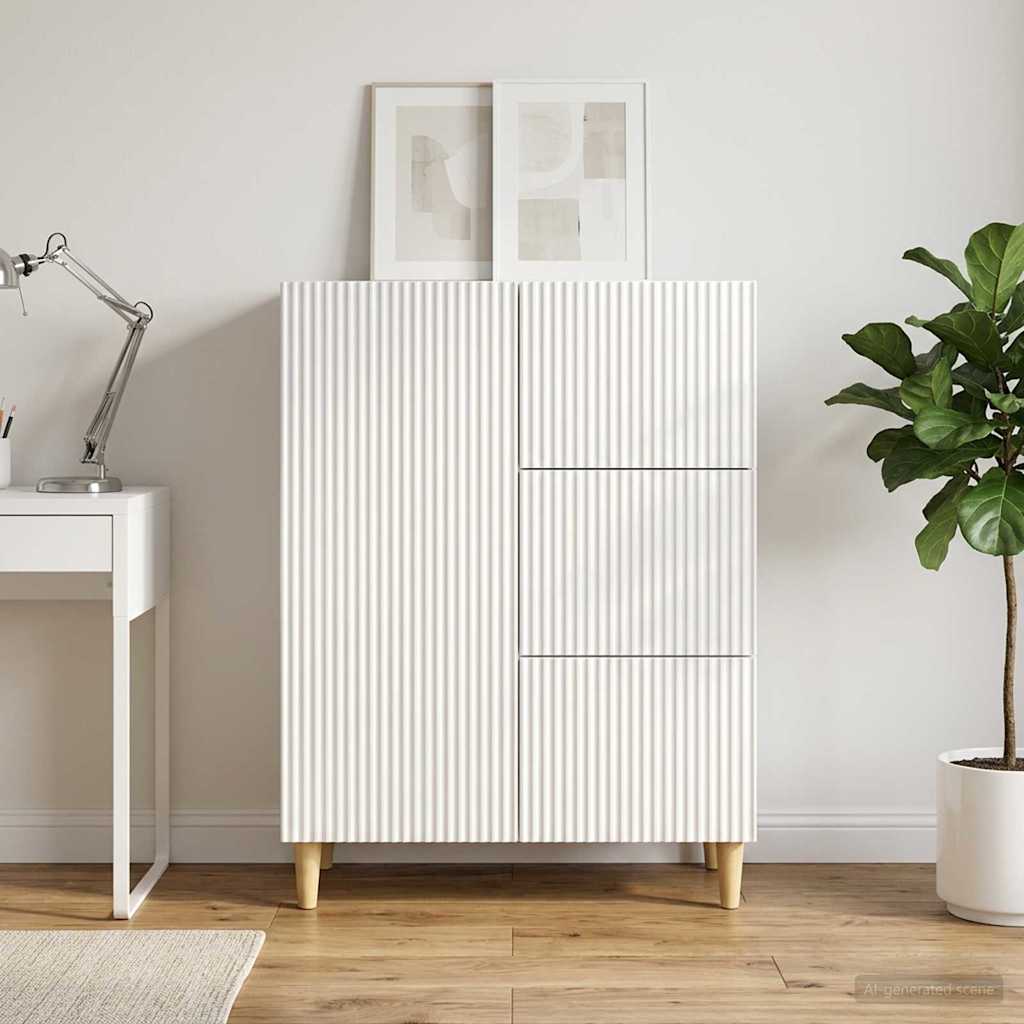 Servírovací Skříň Bílá S Vysokým Leskem 66 X 34,5 X 90 Cm