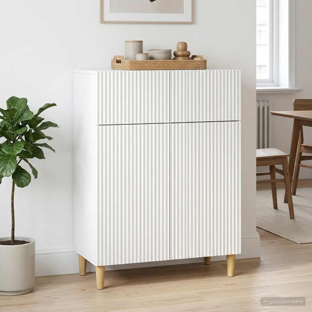Servírovací Skříň Bílá 66 X 34,5 X 90 Cm Kompozitní Dřevo