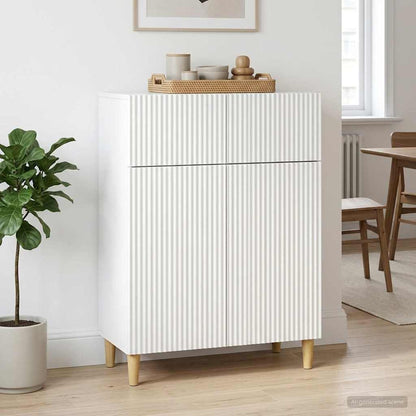 Servírovací Skříň Bílá 66 X 34,5 X 90 Cm Kompozitní Dřevo