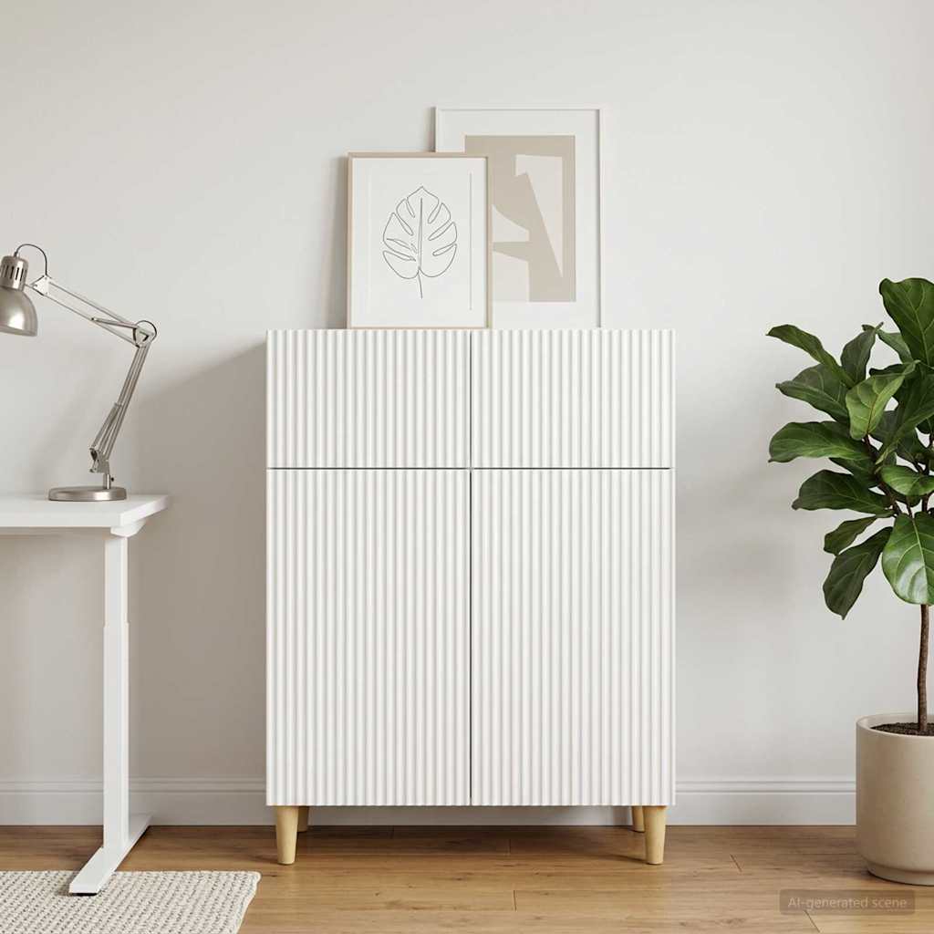 Servírovací Skříň Bílá 66 X 34,5 X 90 Cm Kompozitní Dřevo