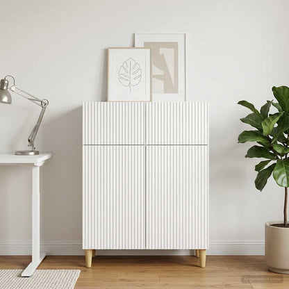 Servírovací Skříň Bílá 66 X 34,5 X 90 Cm Kompozitní Dřevo