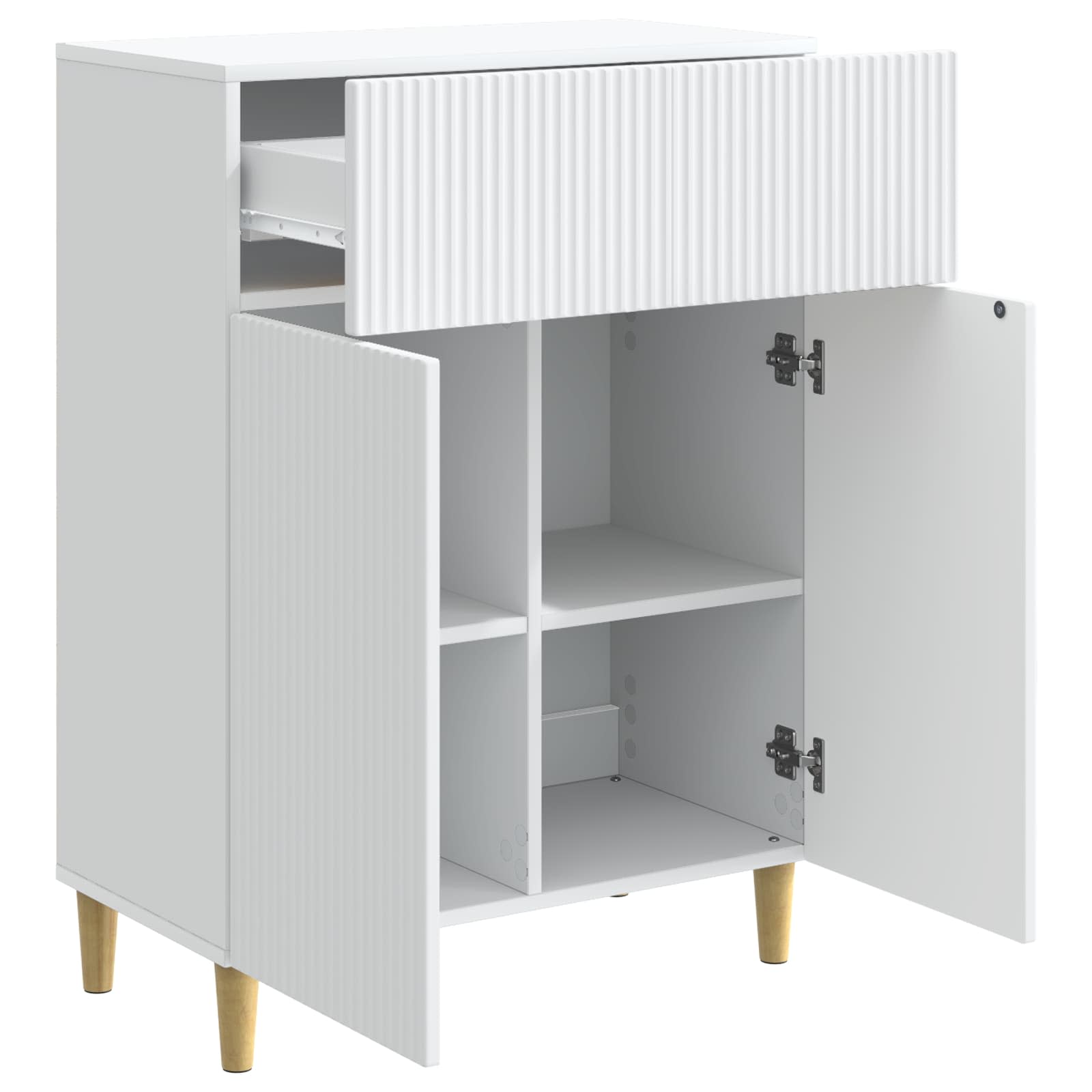 Servírovací Skříň Bílá 66 X 34,5 X 90 Cm Kompozitní Dřevo