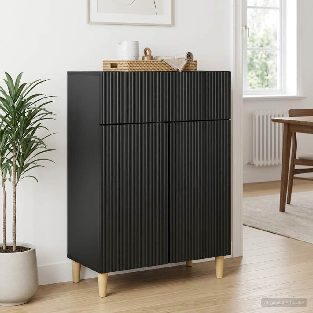 Servírovací Skříň Černá 66 X 34,5 X 90 Cm Kompozitní Dřevo