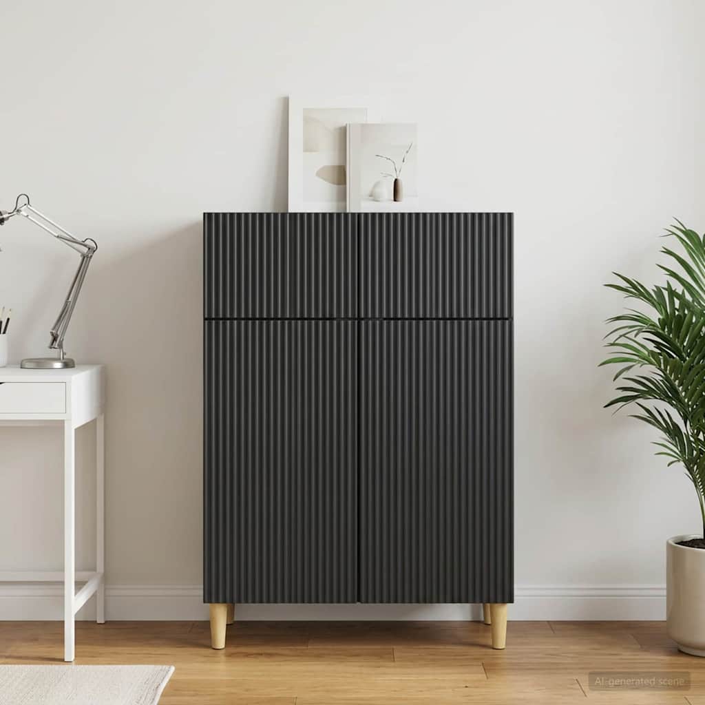 Servírovací Skříň Černá 66 X 34,5 X 90 Cm Kompozitní Dřevo
