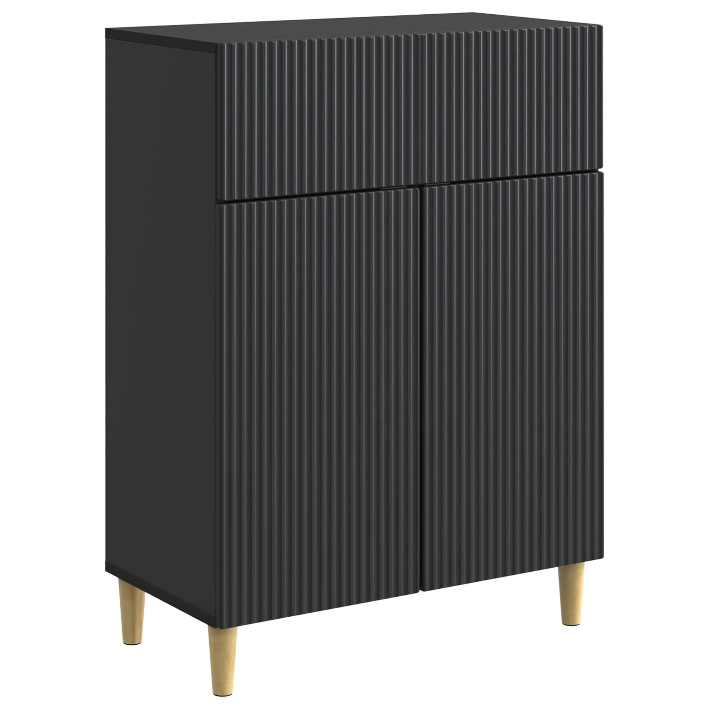 Servírovací Skříň Černá 66 X 34,5 X 90 Cm Kompozitní Dřevo