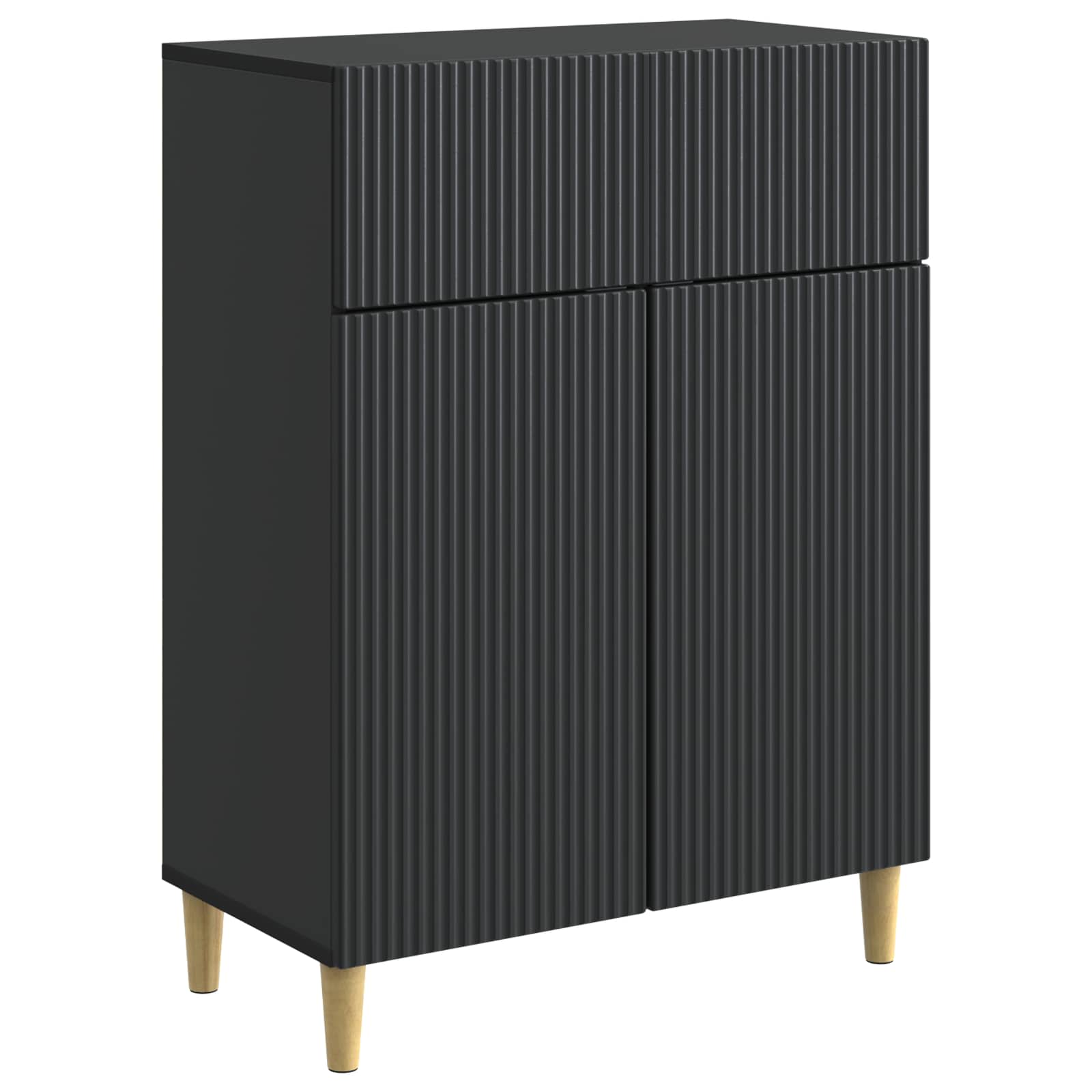 Servírovací Skříň Černá 66 X 34,5 X 90 Cm Kompozitní Dřevo