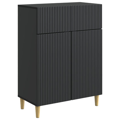 Servírovací Skříň Černá 66 X 34,5 X 90 Cm Kompozitní Dřevo