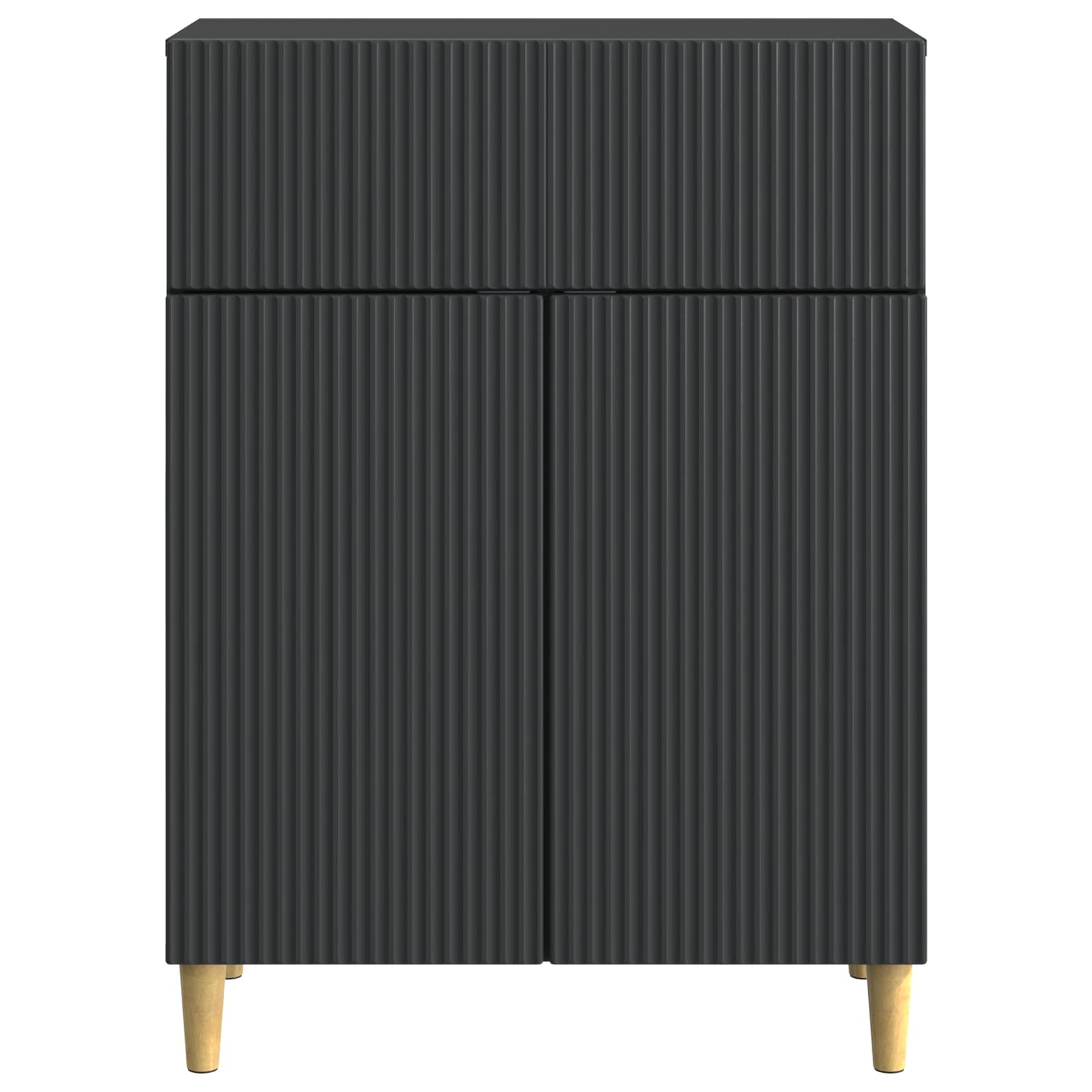 Servírovací Skříň Černá 66 X 34,5 X 90 Cm Kompozitní Dřevo