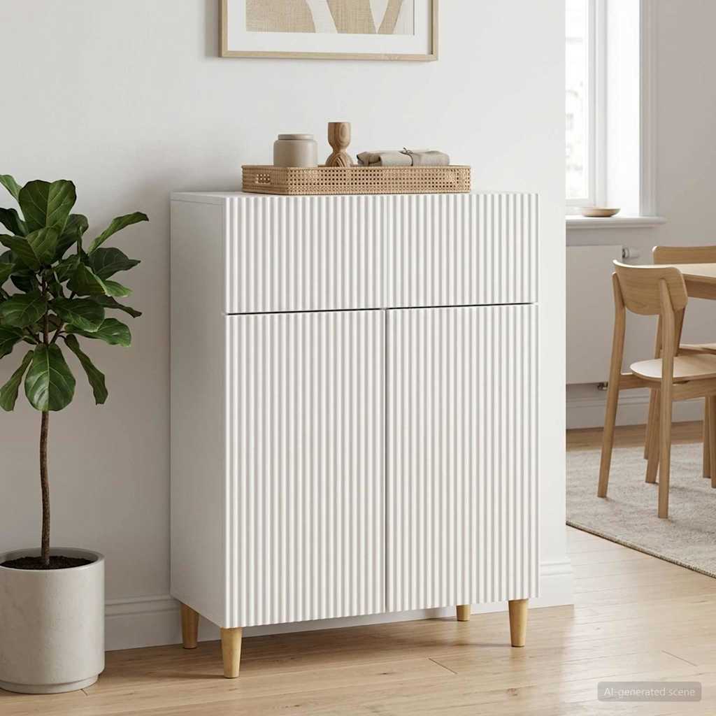 Servírovací Skříň Bílá S Vysokým Leskem 66 X 34,5 X 90 Cm
