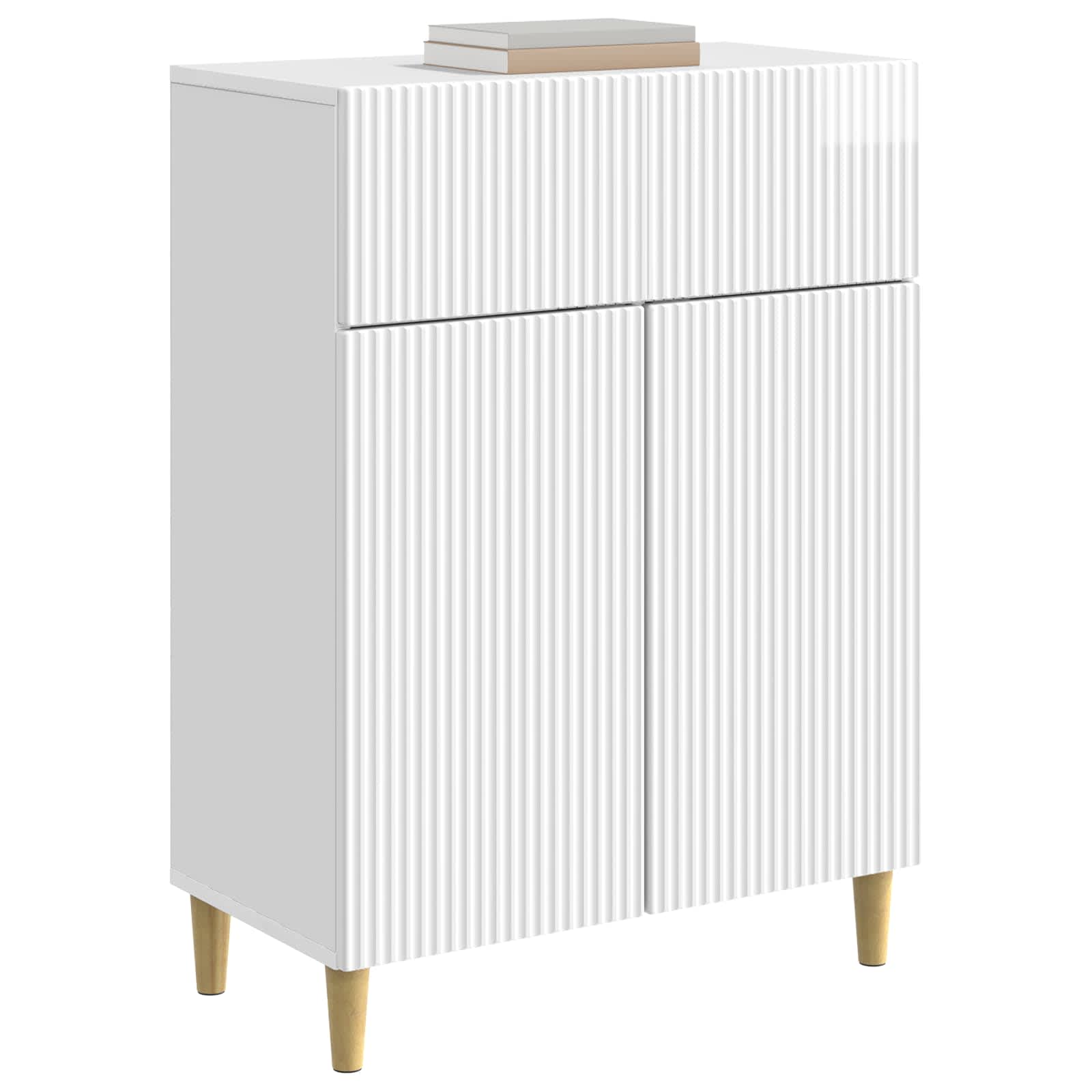 Servírovací Skříň Bílá S Vysokým Leskem 66 X 34,5 X 90 Cm