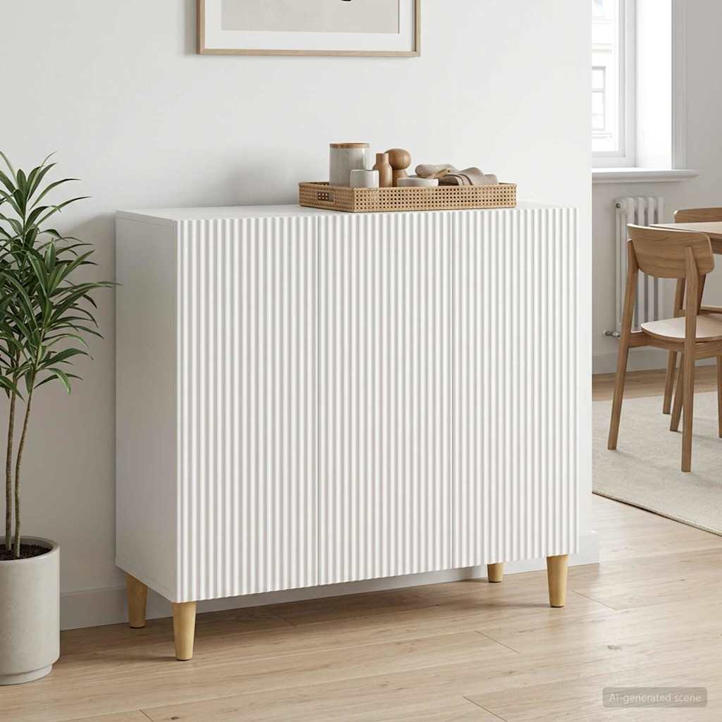 Servírovací Skříň Bílá 89 X 34,5 X 80 Cm Kompozitní Dřevo