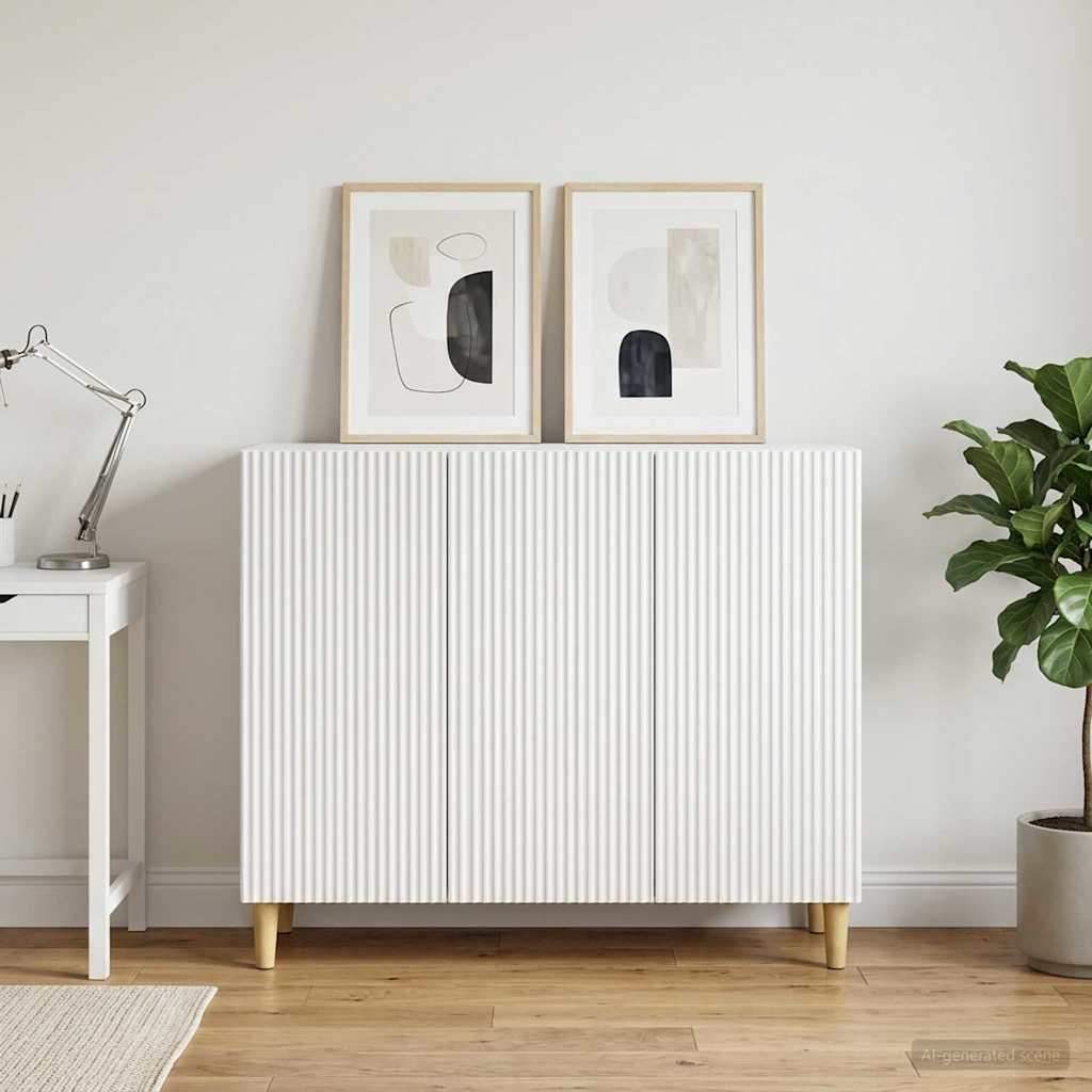 Servírovací Skříň Bílá 89 X 34,5 X 80 Cm Kompozitní Dřevo