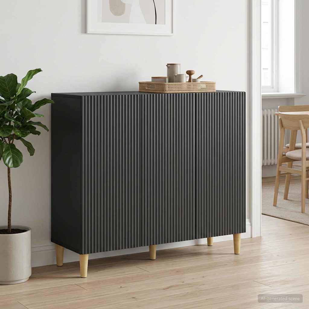 Servírovací Skříň Černá 89 X 34,5 X 80 Cm Kompozitní Dřevo