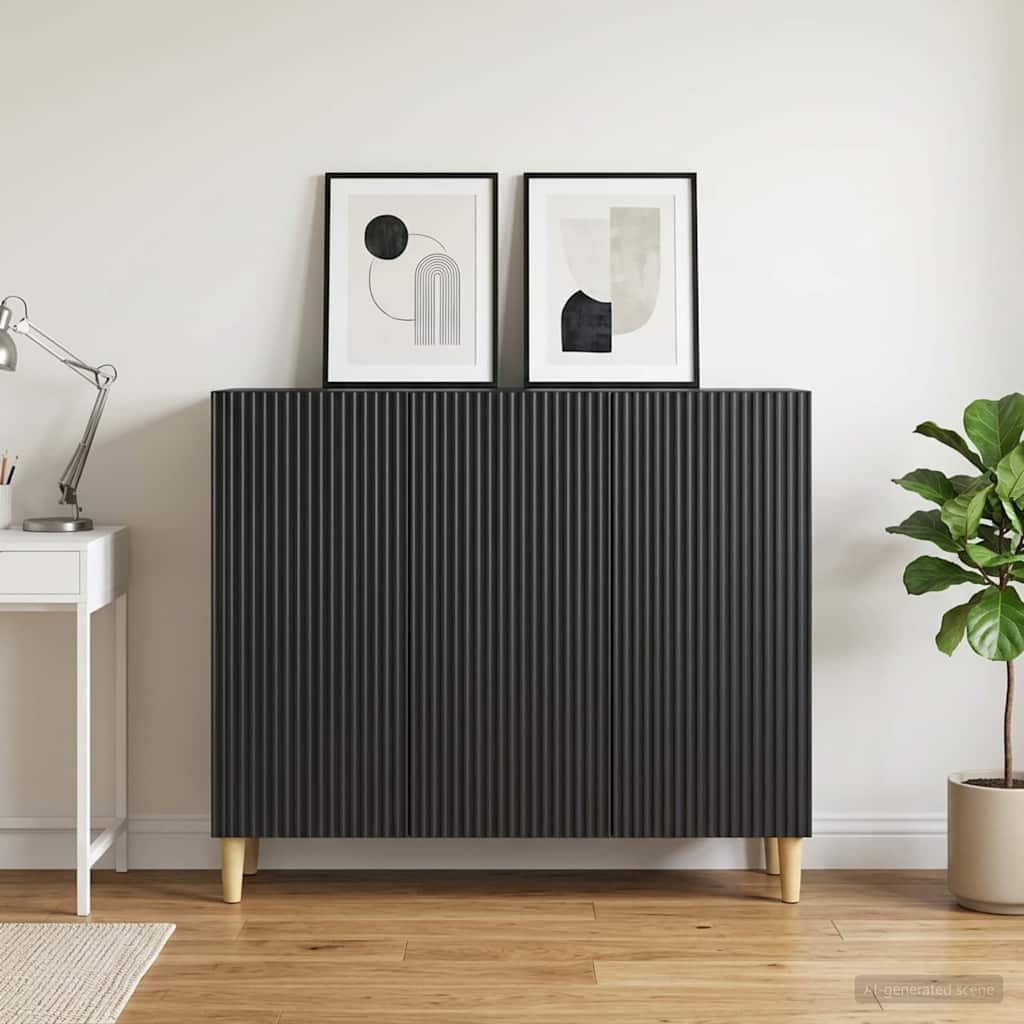 Servírovací Skříň Černá 89 X 34,5 X 80 Cm Kompozitní Dřevo