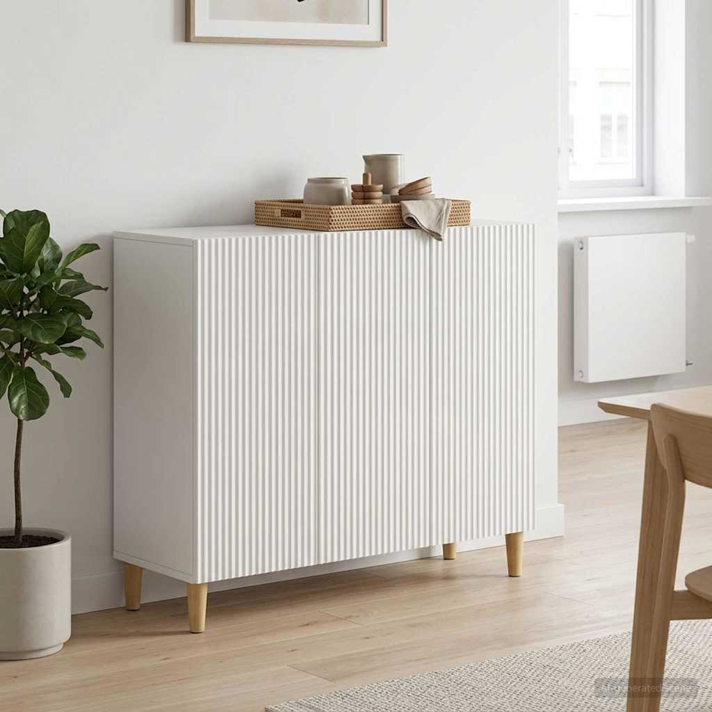 Servírovací Skříň Bílá S Vysokým Leskem 89 X 34,5 X 80 Cm