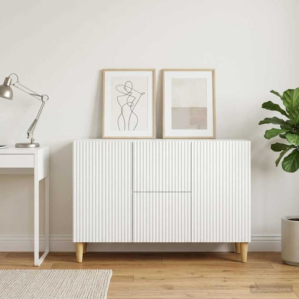 Servírovací Skříň Bílá 89 X 34,5 X 60 Cm Kompozitní Dřevo