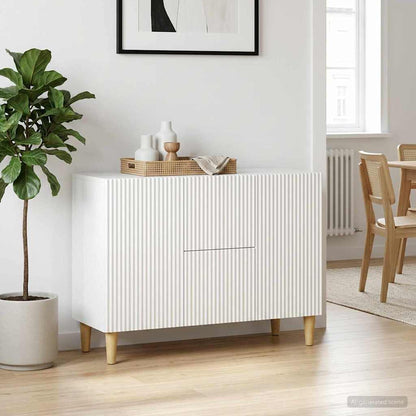 Servírovací Skříň Bílá 89 X 34,5 X 60 Cm Kompozitní Dřevo