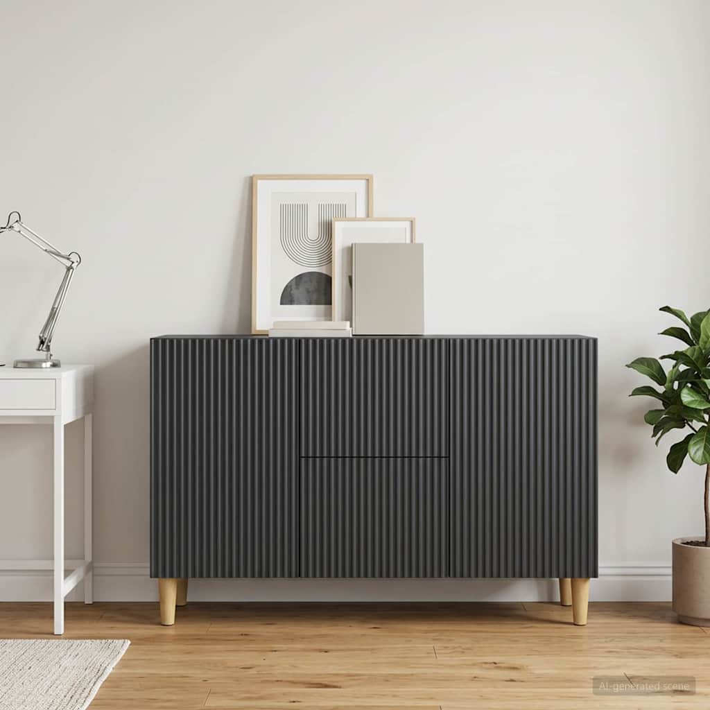 Servírovací Skříň Černá 89 X 34,5 X 60 Cm Kompozitní Dřevo