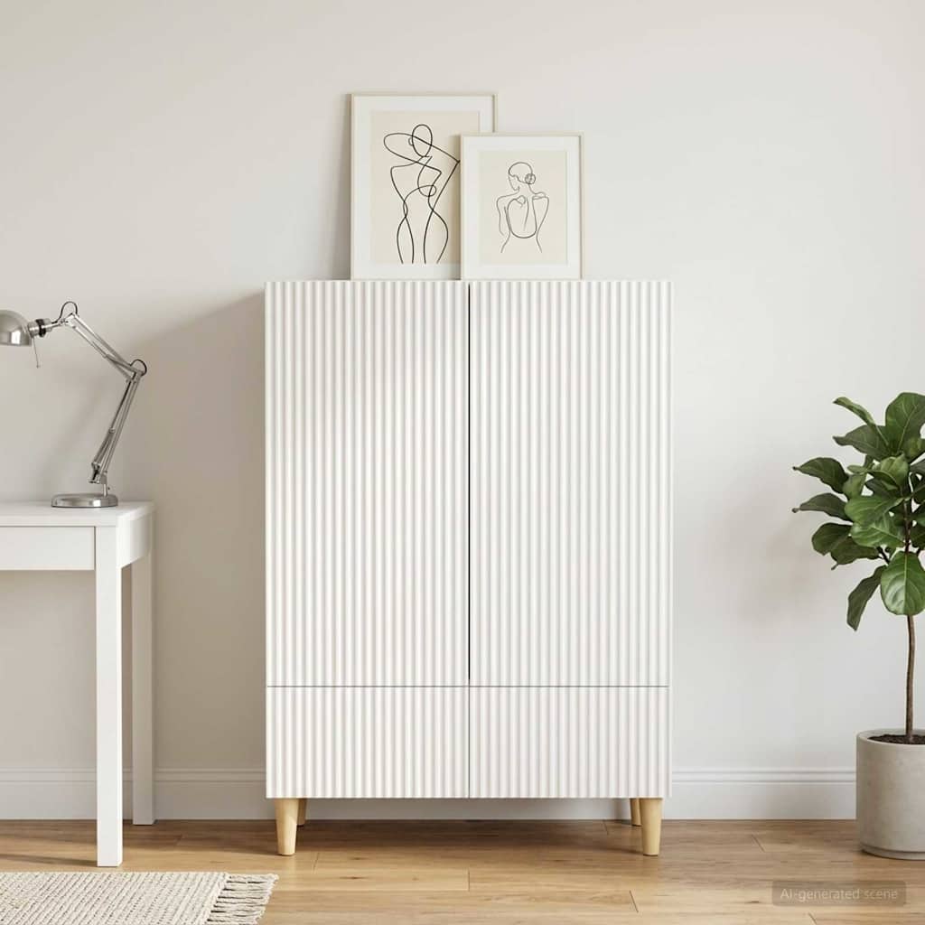 Servírovací Skříň Bílá 66 X 34,5 X 95 Cm Kompozitní Dřevo