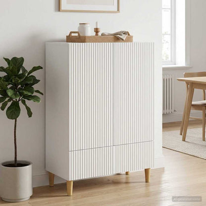 Servírovací Skříň Bílá 66 X 34,5 X 95 Cm Kompozitní Dřevo