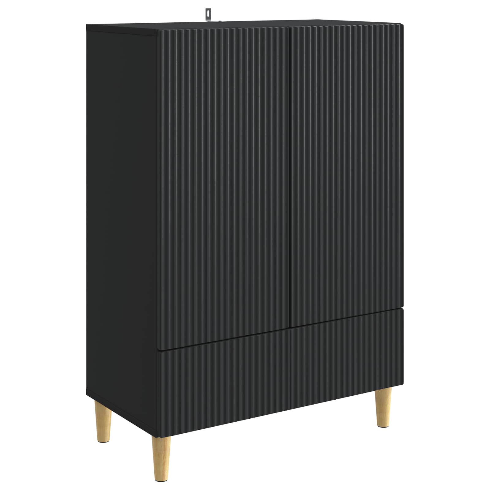 Servírovací Skříň Černá 66 X 34,5 X 95 Cm Kompozitní Dřevo
